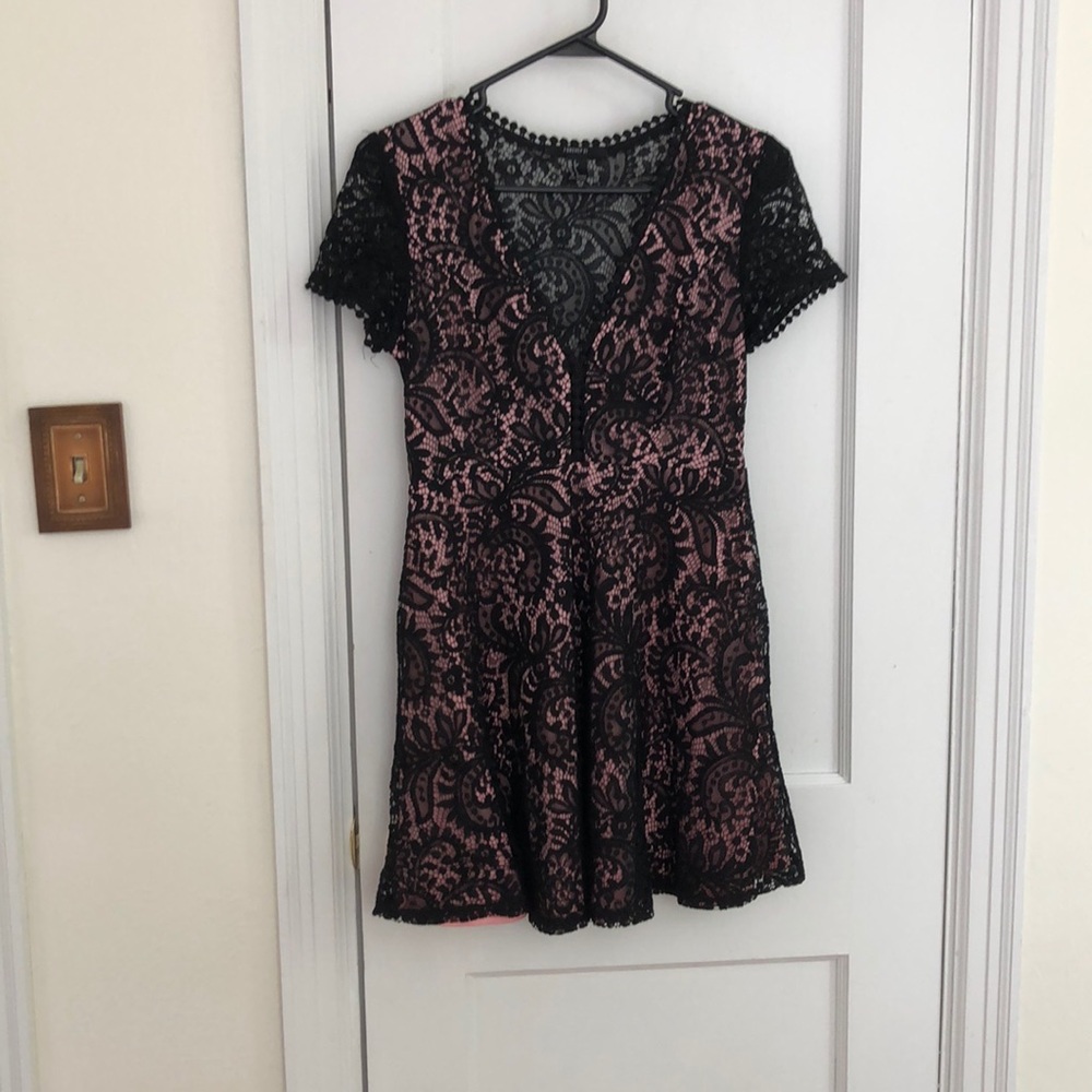 Lack lace with blush lining dress